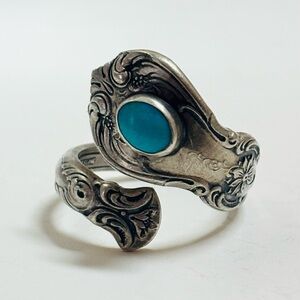 Sterling Silver Turquoise Old Master Spoon Women’s Ring by Towle